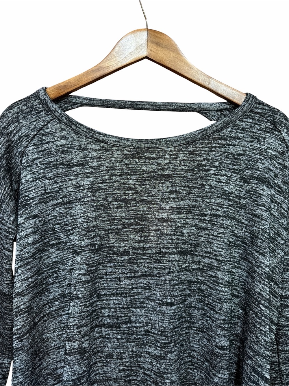 Rag & Bone Gray Black Marled Draped Back Long Sleeve Top Oversized Open Back - Picture 2 of 7
